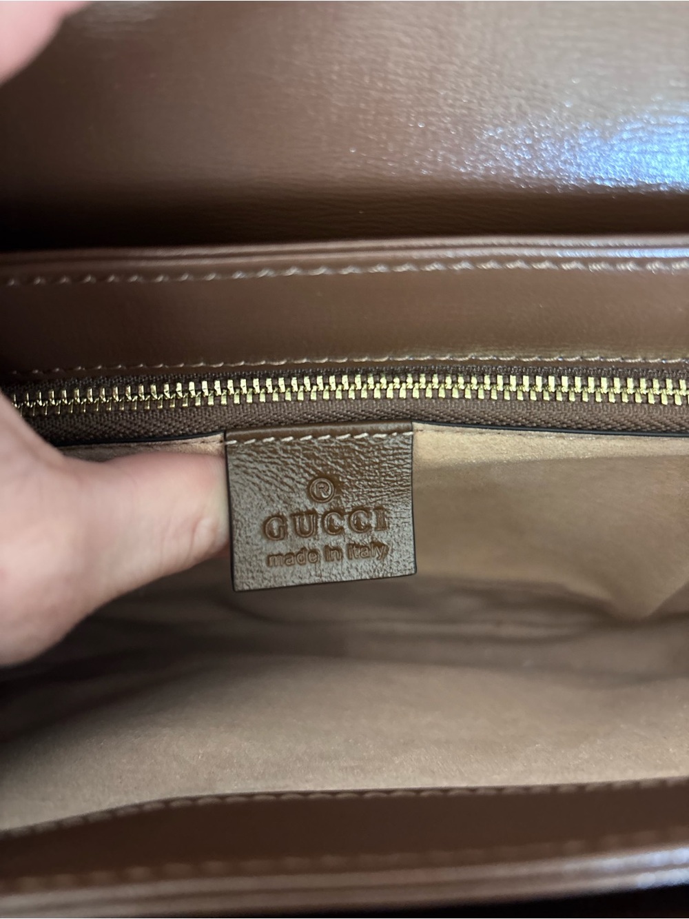 Gucci Beige GG Supreme Canvas Crossbody with Brown Leather Trim - Picture 8 of 12